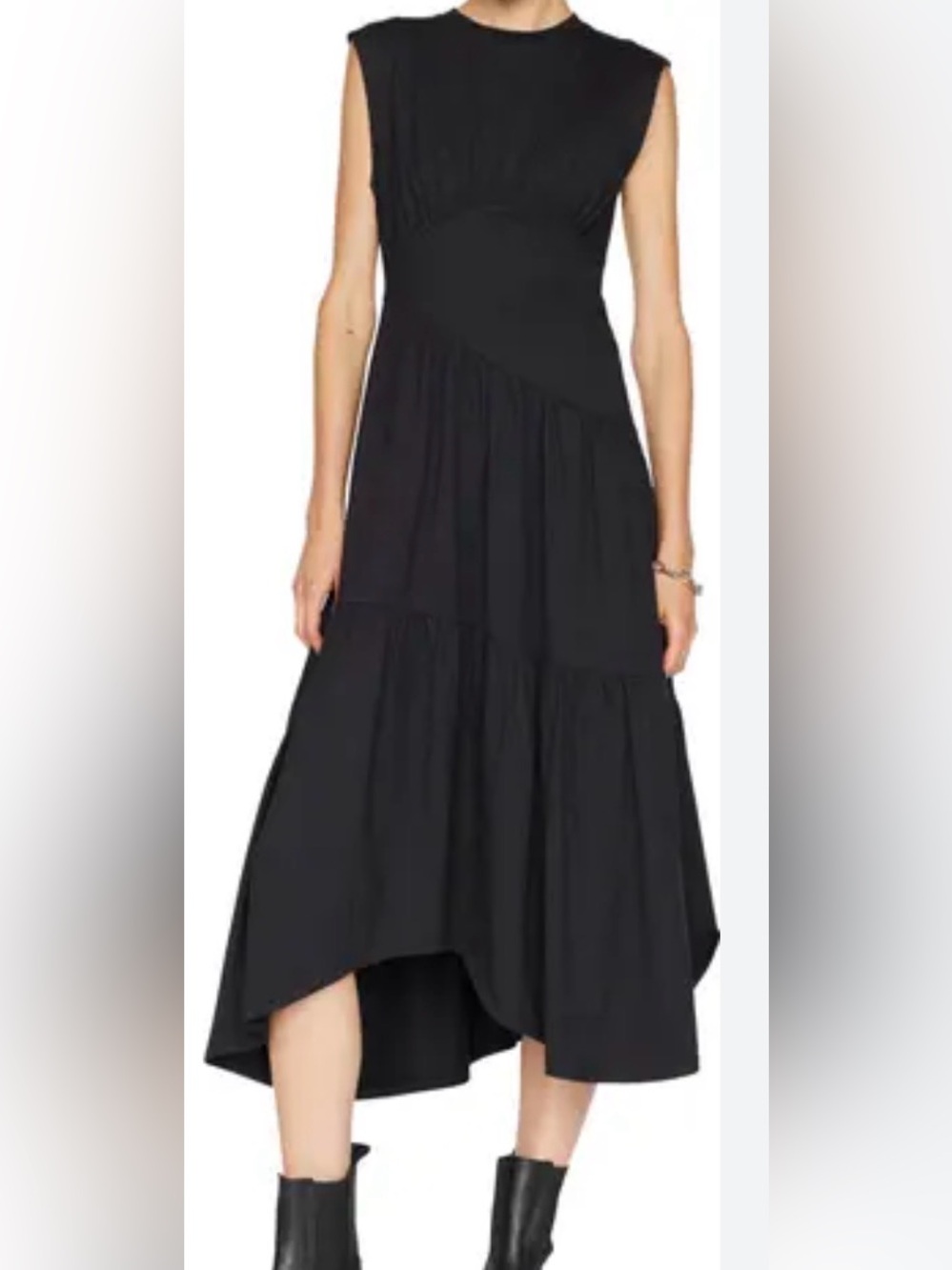 Frame Gathered Seam Organic Cotton Sleeveless Midi Dress Small EUC